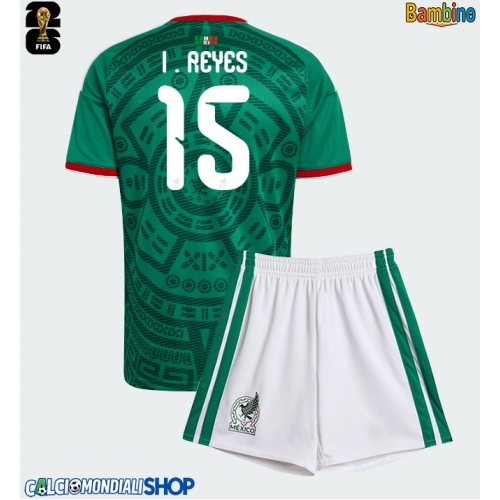 Maglie da calcio Messico Israel Reyes #15 Prima Maglia Bambino Mondiali 2026  Manica Corta + Pantaloni corti)